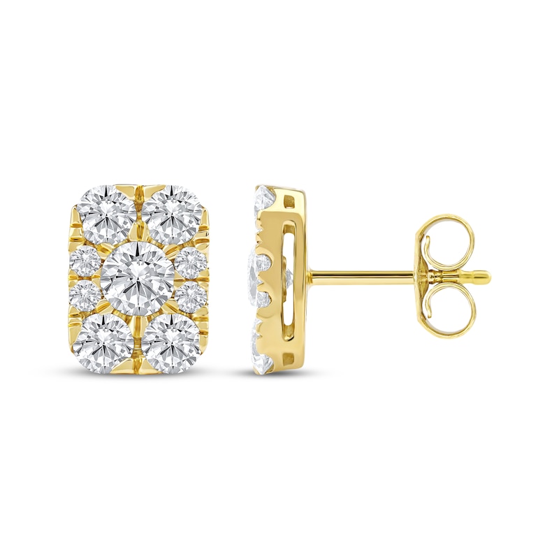 Main Image 3 of KAY Lab-Grown Diamonds Multi-Stone Rectangle Stud Earrings 1-1/2 ct tw 10K Yellow Gold