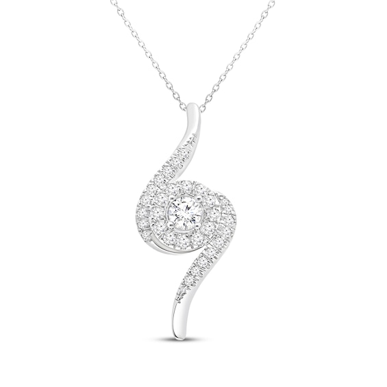 Diamond Halo Twist Necklace 1/4 ct tw 10K White Gold 18"