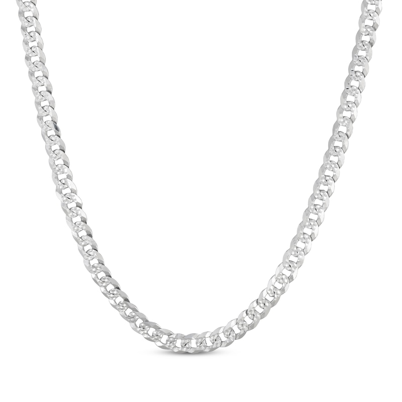 Diamond-Cut Solid Curb Chain Necklace 7mm 100% Repurposed Sterling Silver 22"