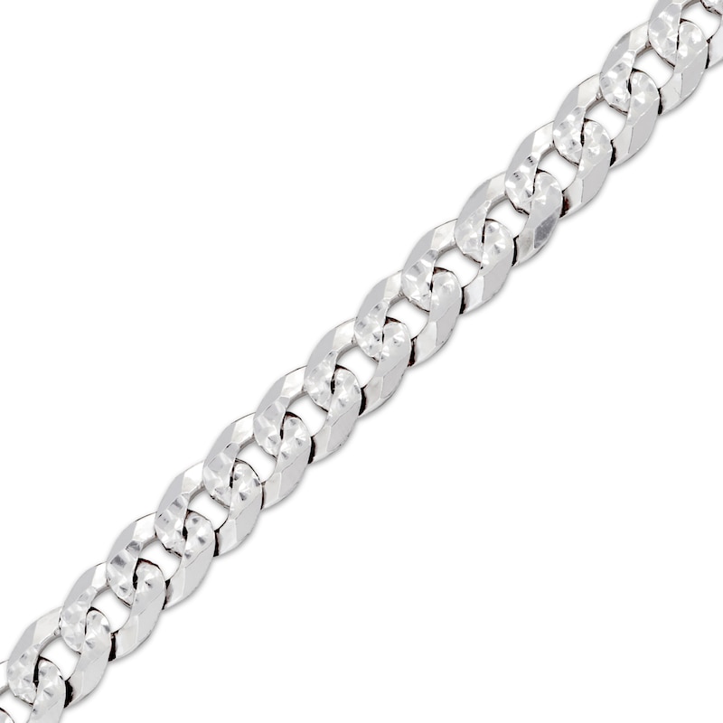 Diamond-Cut Solid Curb Chain Necklace 7mm 100% Repurposed Sterling Silver 22"