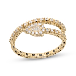 Baguette & Round-Cut Diamond Flex Ring 1/4 ct tw 10K Yellow Gold