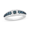 Thumbnail Image 1 of Blue & White Diamond Triple Row Fashion Ring 1/2 ct tw Sterling Silver