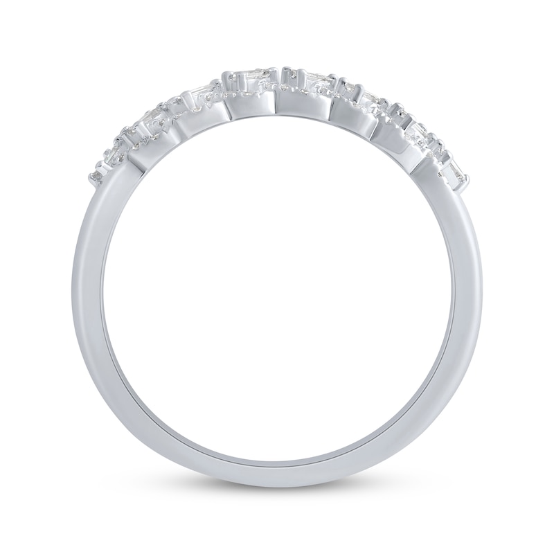 Main Image 2 of Now + Forever Baguette & Round-Cut Diamond Anniversary Ring 1/5 ct tw 10K White Gold