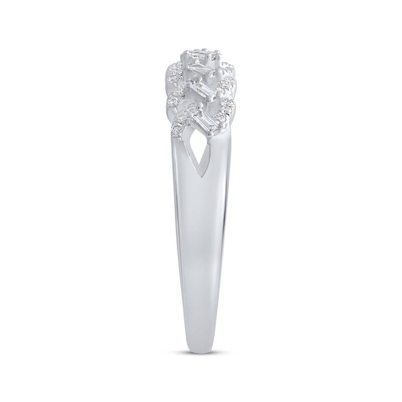 Main Image 3 of Now + Forever Baguette & Round-Cut Diamond Anniversary Ring 1/5 ct tw 10K White Gold