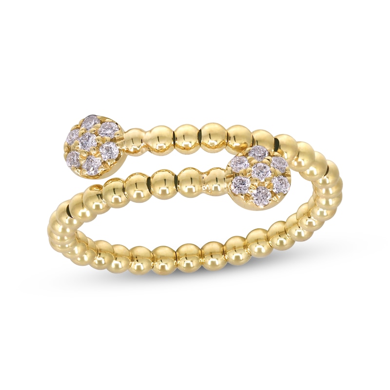Main Image 1 of Diamond Circle Ends Bypass Beaded Flex Wrap Ring 1/6 ct tw 10K Yellow Gold & Titanium