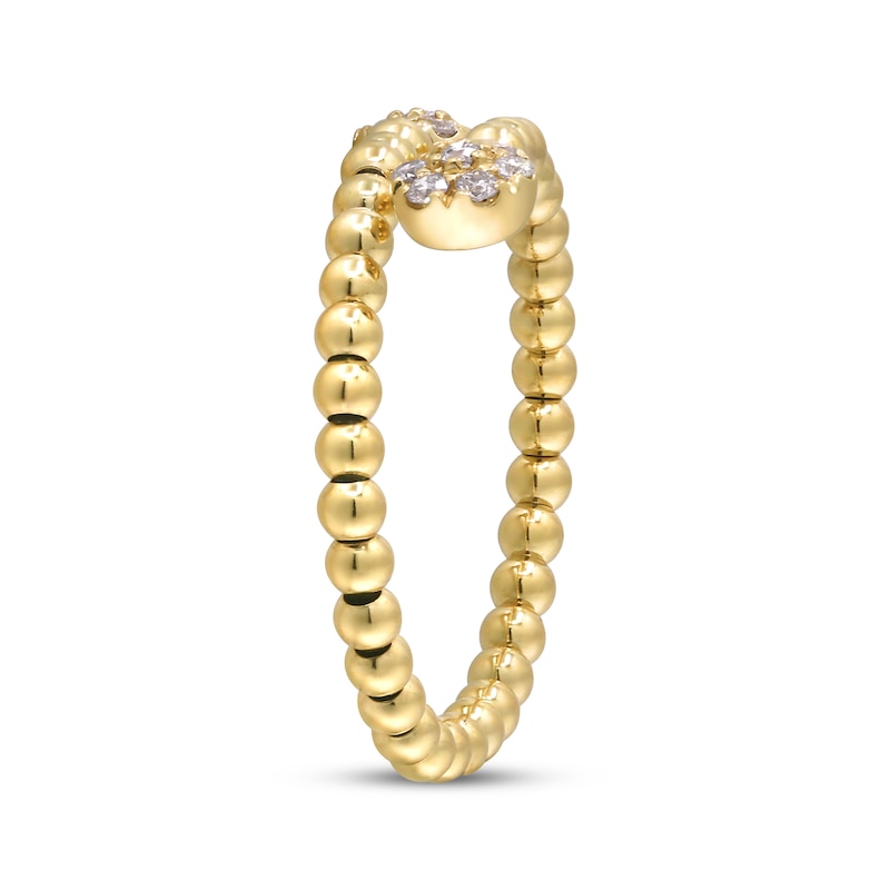 Main Image 2 of Diamond Circle Ends Bypass Beaded Flex Wrap Ring 1/6 ct tw 10K Yellow Gold & Titanium
