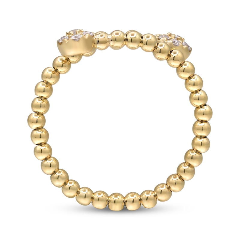 Main Image 3 of Diamond Circle Ends Bypass Beaded Flex Wrap Ring 1/6 ct tw 10K Yellow Gold & Titanium