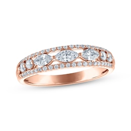 Now + Forever Marquise & Round-Cut Diamond Anniversary Ring 5/8 ct tw 14K Rose Gold