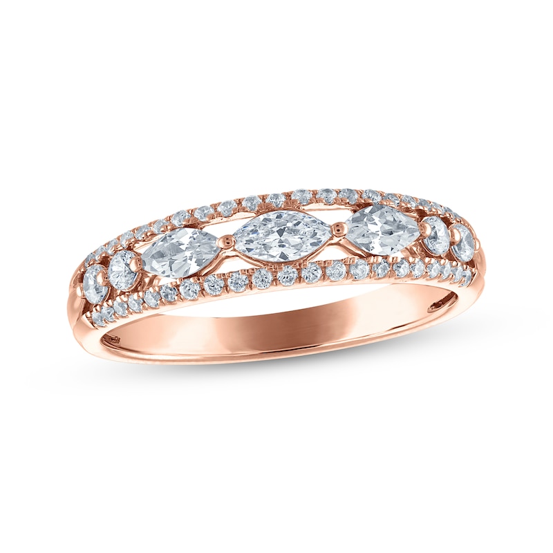 Main Image 1 of Now + Forever Marquise & Round-Cut Diamond Anniversary Ring 5/8 ct tw 14K Rose Gold
