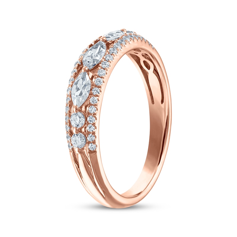 Main Image 2 of Now + Forever Marquise & Round-Cut Diamond Anniversary Ring 5/8 ct tw 14K Rose Gold