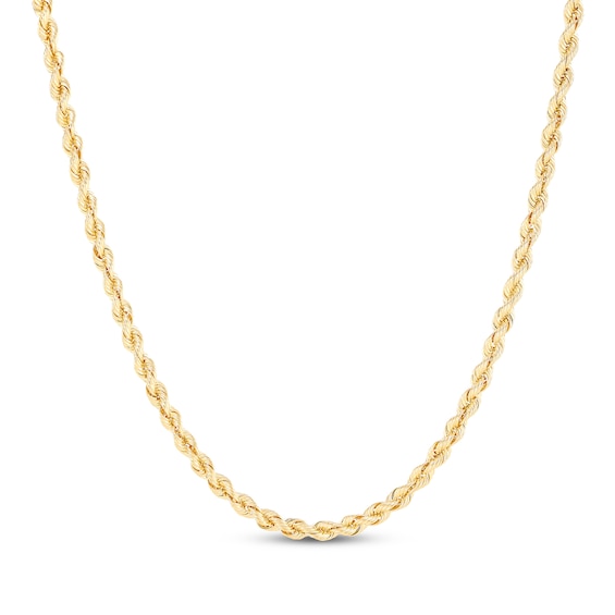 Silk Rope Chain Necklace 3mm Solid 10K Yellow Gold 20"
