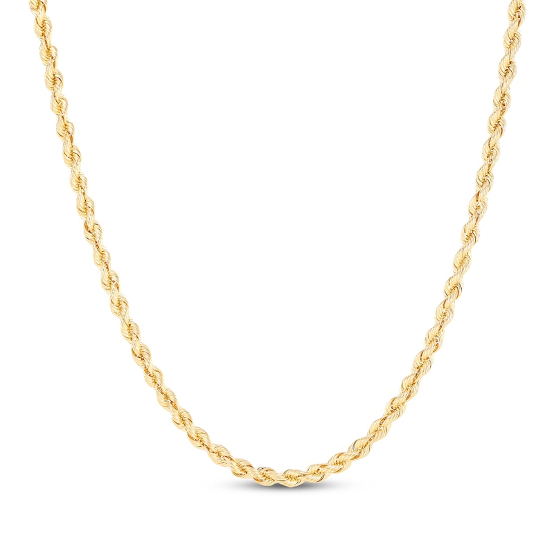 Main Image 1 of Silk Rope Chain Necklace 3mm Solid 10K Yellow Gold 20&quot;