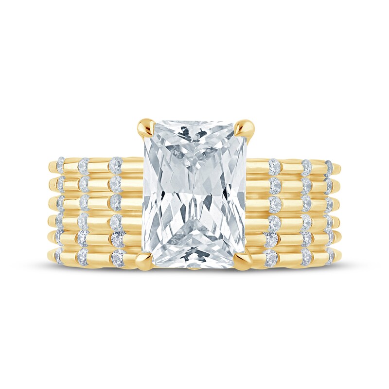Main Image 3 of Now + Forever Lab-Grown Diamonds Radiant-Cut Bridal Set 3-1/3 ct tw 14K Yellow Gold