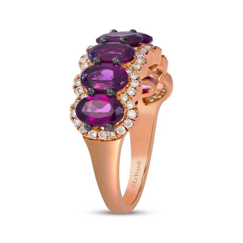 Main Image 2 of Le Vian Waterfall Oval-Cut Garnet Halo Ring 1/3 ct tw Diamonds 14K Strawberry Gold
