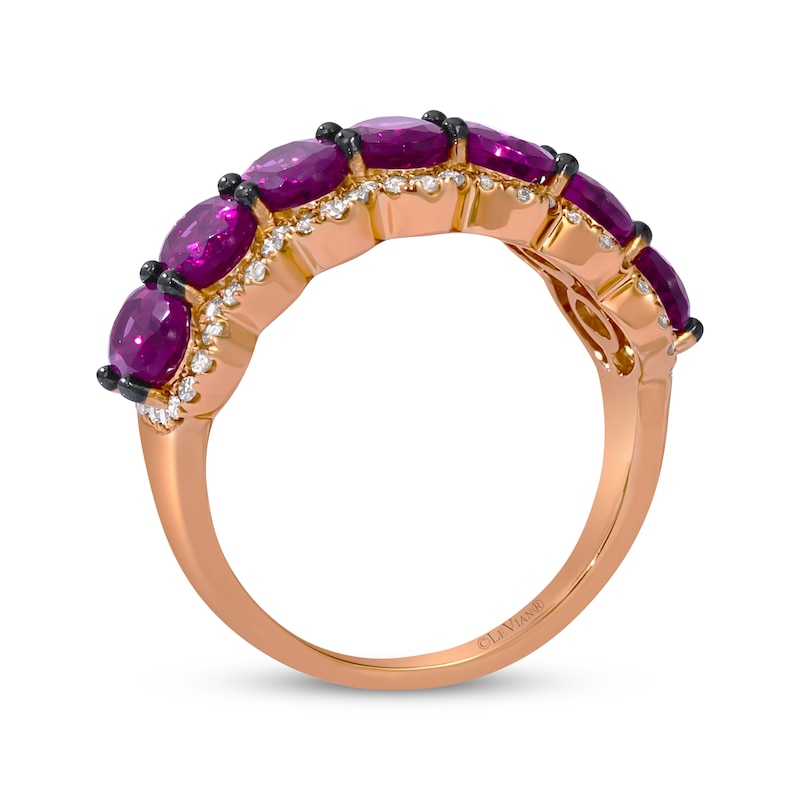 Main Image 3 of Le Vian Waterfall Oval-Cut Garnet Halo Ring 1/3 ct tw Diamonds 14K Strawberry Gold
