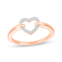 Diamond Heart Link Ring 1/15 ct tw 10K Rose Gold