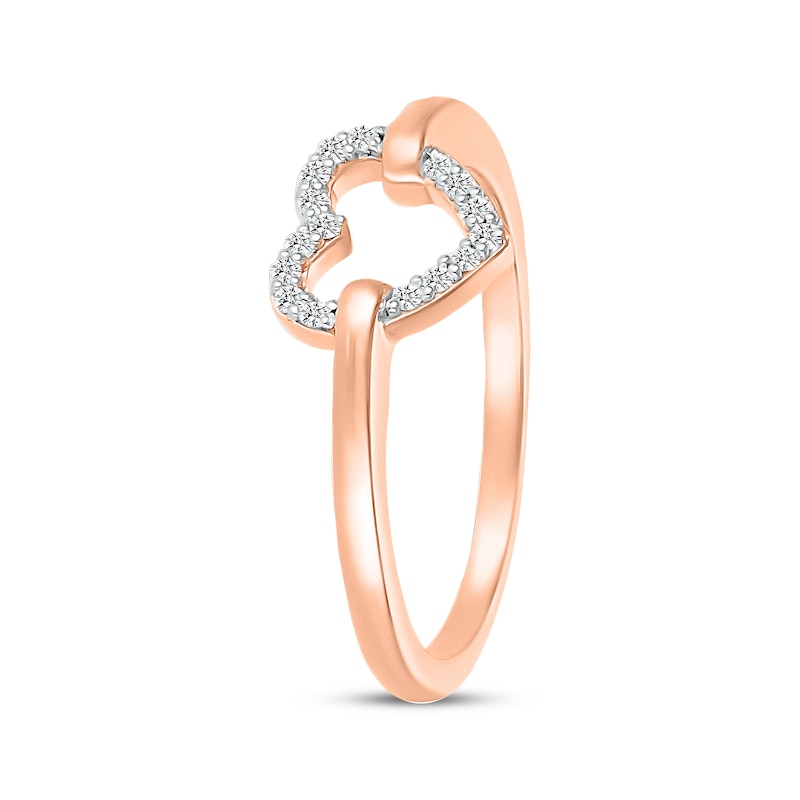 Main Image 2 of Diamond Heart Link Ring 1/15 ct tw 10K Rose Gold