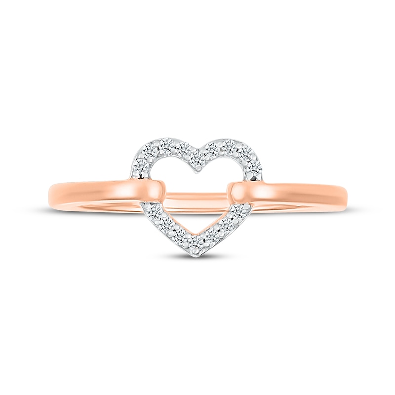 Main Image 4 of Diamond Heart Link Ring 1/15 ct tw 10K Rose Gold