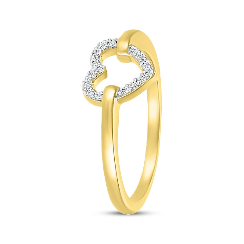 Main Image 2 of Diamond Heart Link Ring 1/15 ct tw 10K Yellow Gold
