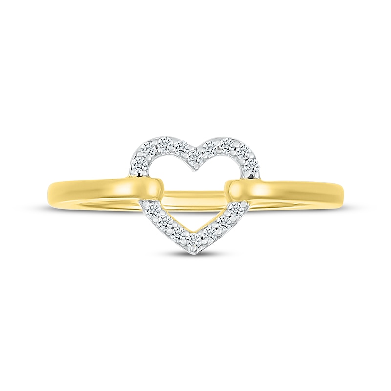 Main Image 4 of Diamond Heart Link Ring 1/15 ct tw 10K Yellow Gold