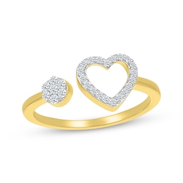 Diamond Deconstructed Heart & Circle Ring 1/6 ct tw 10K Yellow Gold