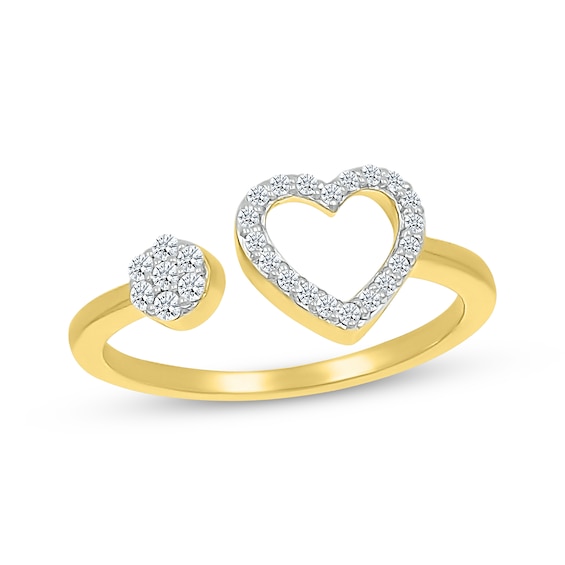 Diamond Deconstructed Heart & Circle Ring 1/6 ct tw 10K Yellow Gold
