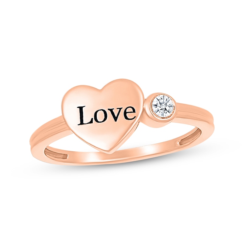 Main Image 1 of Diamond &quot;Love&quot; Heart Ring 1/20 ct tw 10K Rose Gold