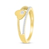 Thumbnail Image 2 of Diamond Tilted Heart Two-Row Ring 1/10 ct tw 10K Yellow Gold