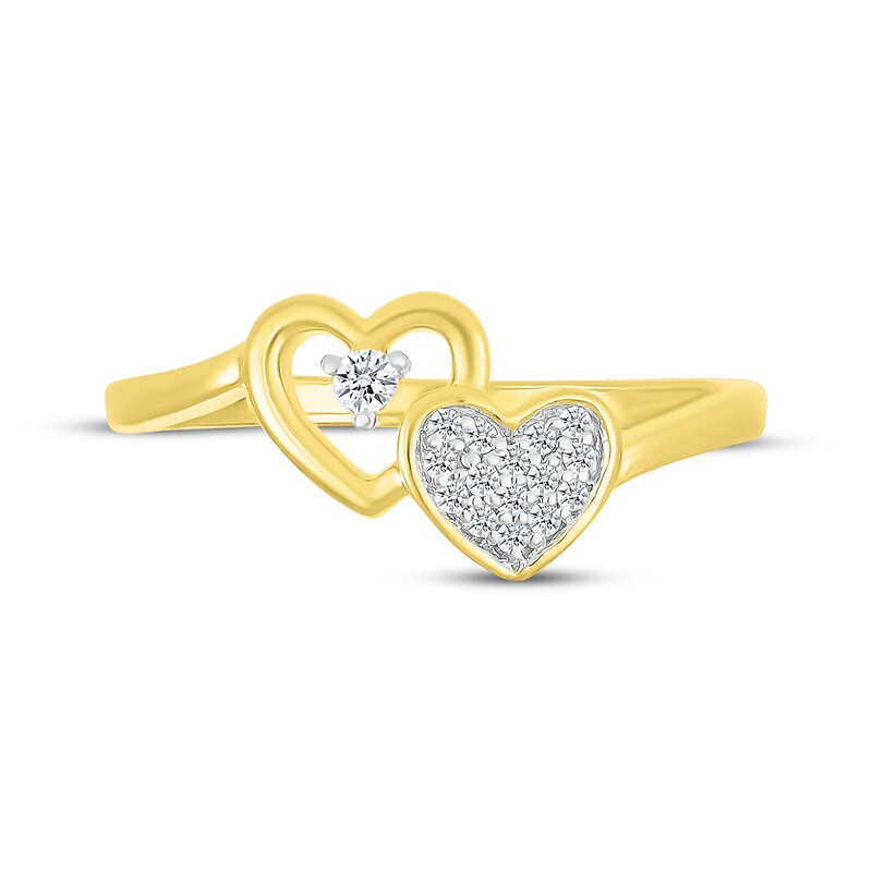 Main Image 4 of Diamond Double Hearts Ring 1/15 ct tw 10K Yellow Gold
