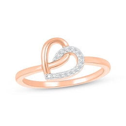 Diamond Tilted Looping Heart Ring 1/20 ct tw 10K Rose Gold