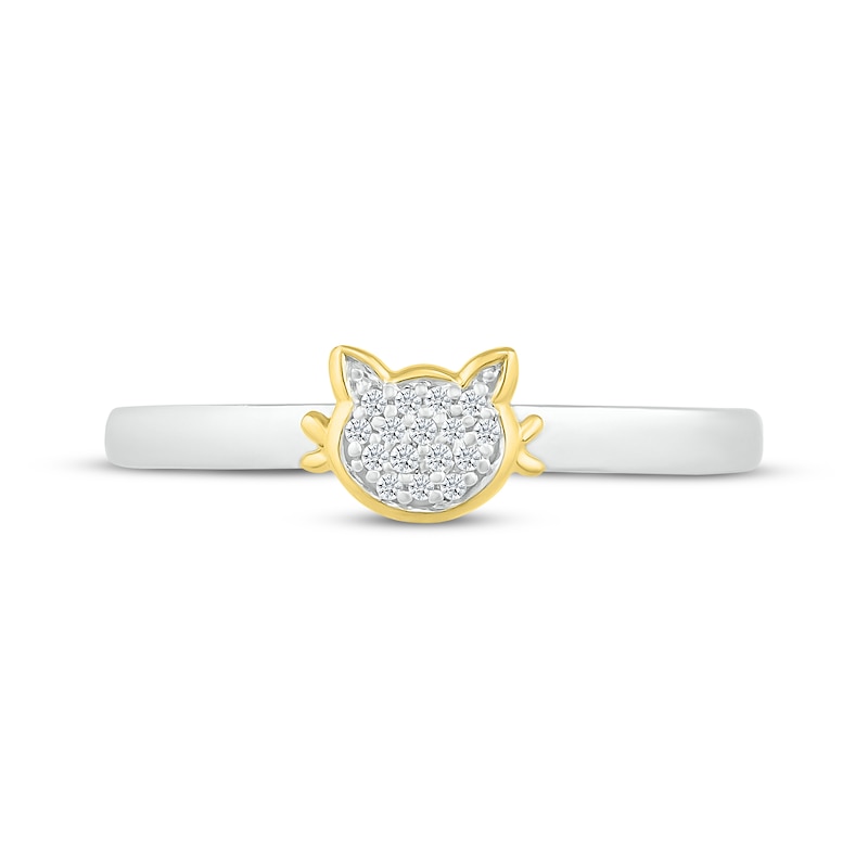 Diamond Cat Head Ring 1/20 ct tw Sterling Silver & 10K Yellow Gold