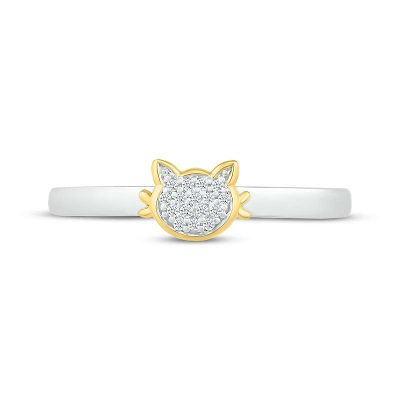 Main Image 4 of Diamond Cat Head Ring 1/20 ct tw Sterling Silver & 10K Yellow Gold