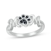 Thumbnail Image 0 of "Mom" Black Diamond Accent Paw Print Ring Sterling Silver