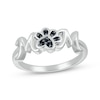 Thumbnail Image 1 of &quot;Mom&quot; Black Diamond Accent Paw Print Ring Sterling Silver