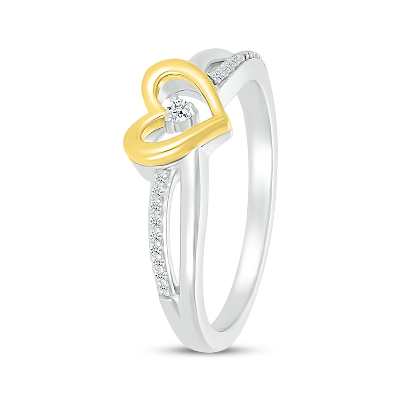 Main Image 2 of Diamond Center Heart Ring 1/15 ct tw Sterling Silver & 10K Yellow Gold