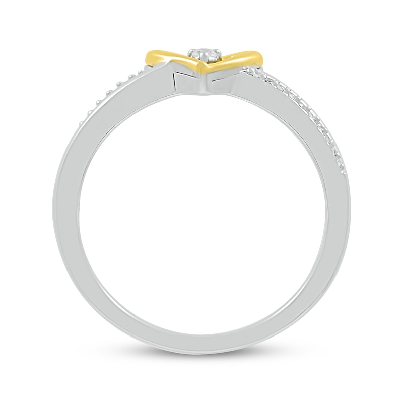 Main Image 3 of Diamond Center Heart Ring 1/15 ct tw Sterling Silver & 10K Yellow Gold