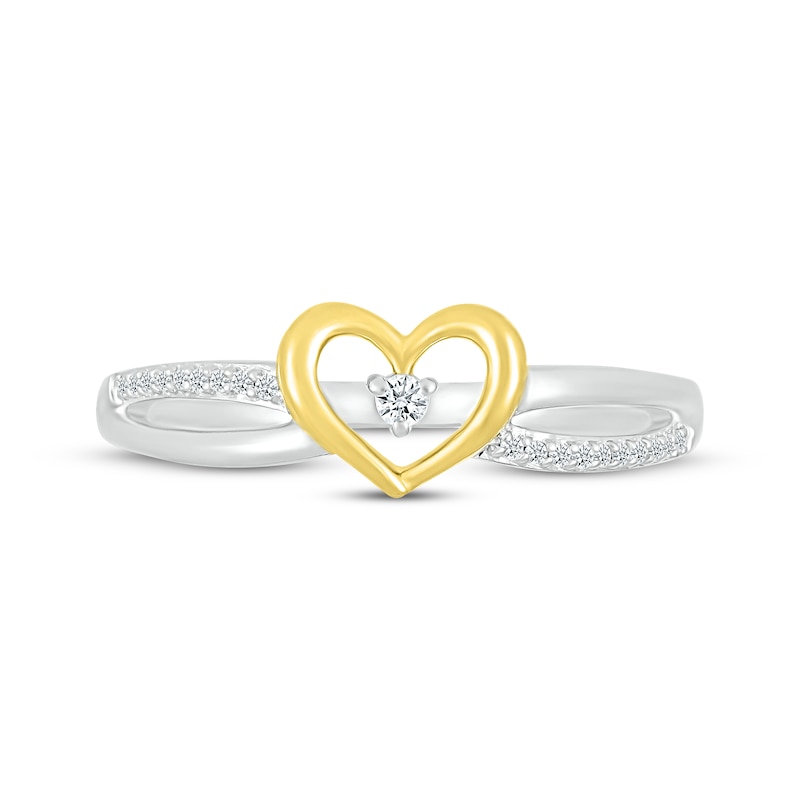 Main Image 4 of Diamond Center Heart Ring 1/15 ct tw Sterling Silver & 10K Yellow Gold