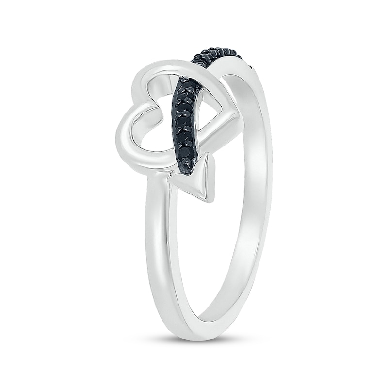 Sterling Silver Diamond Heart and Arrow Ring