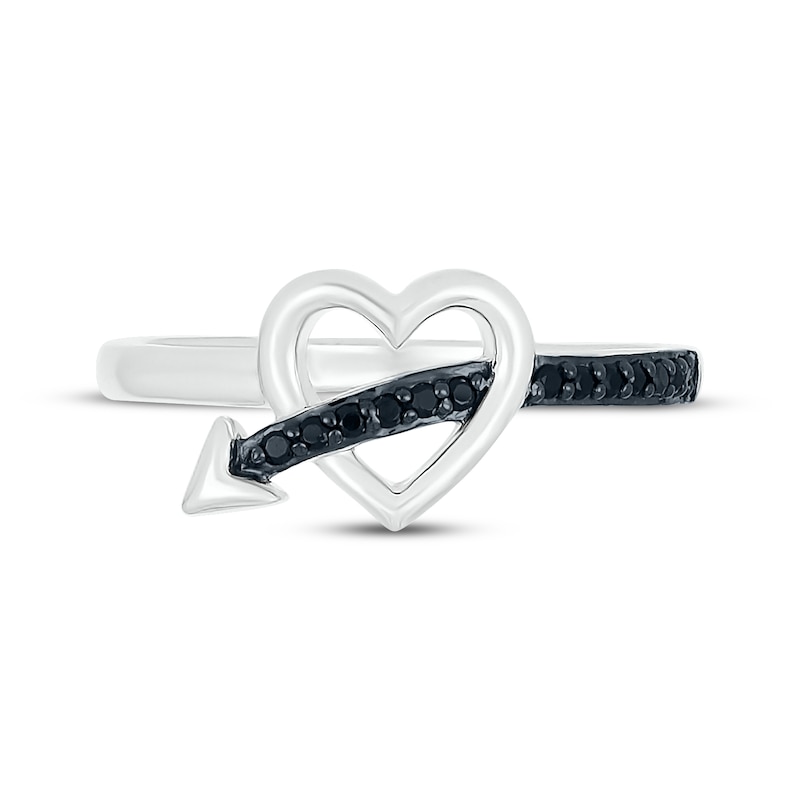 Sterling Silver Diamond Heart and Arrow Ring
