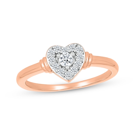 Multi-Diamond Heart Ring 1/5 ct tw 10K Rose Gold
