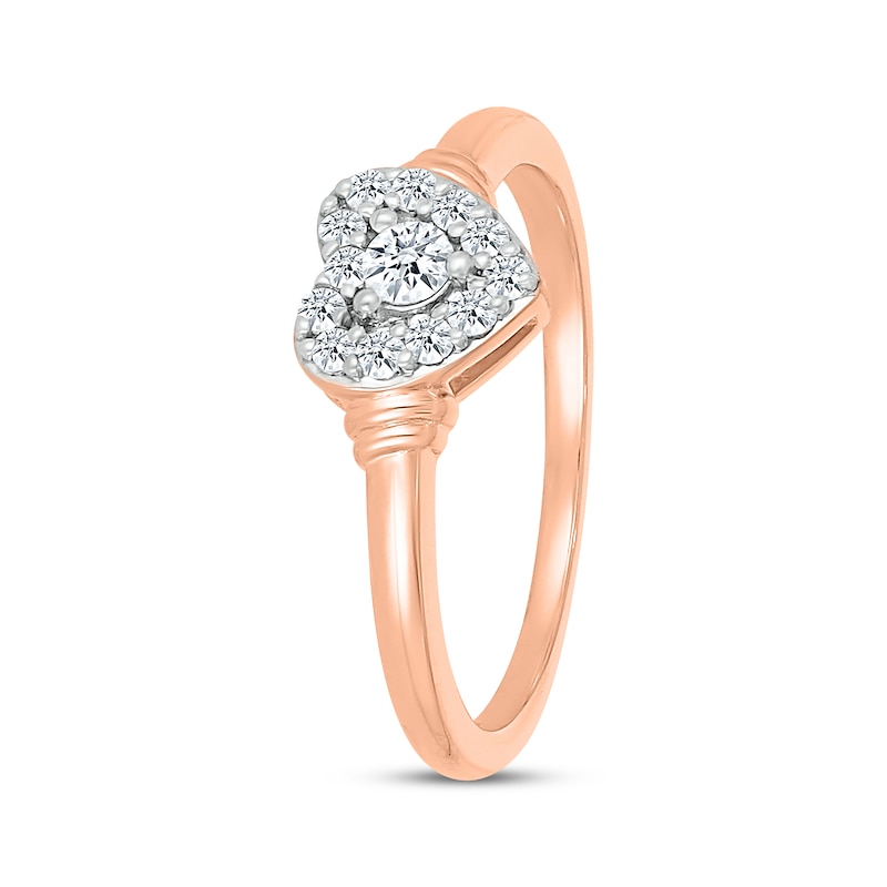 Main Image 2 of Multi-Diamond Heart Ring 1/5 ct tw 10K Rose Gold