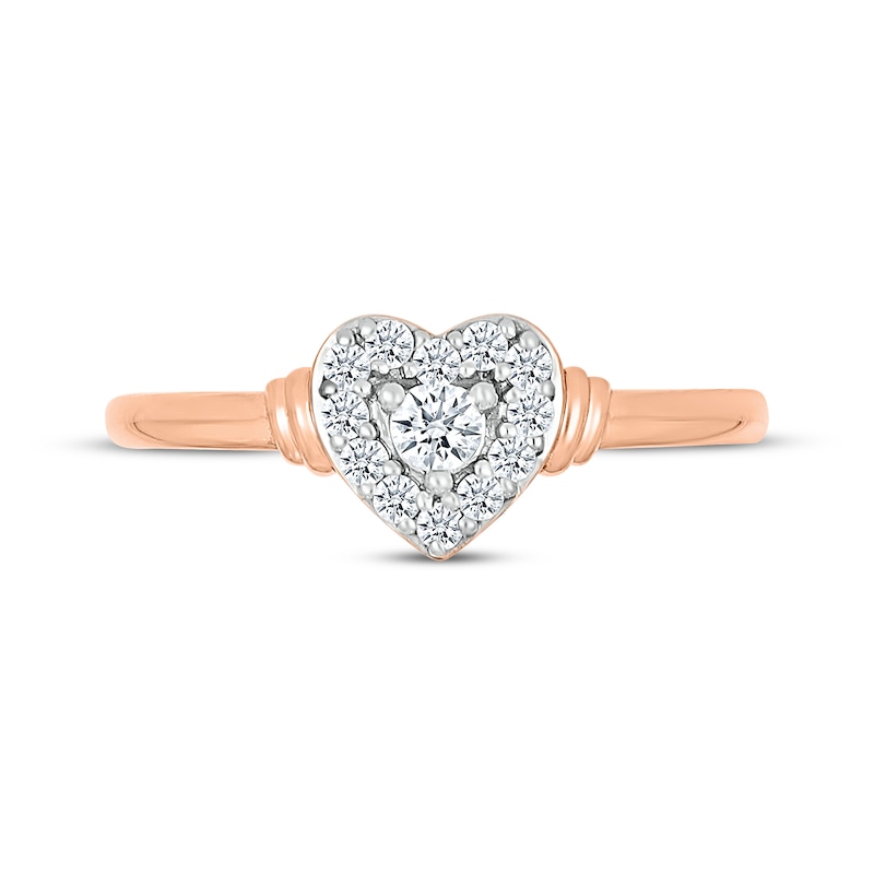 Main Image 4 of Multi-Diamond Heart Ring 1/5 ct tw 10K Rose Gold