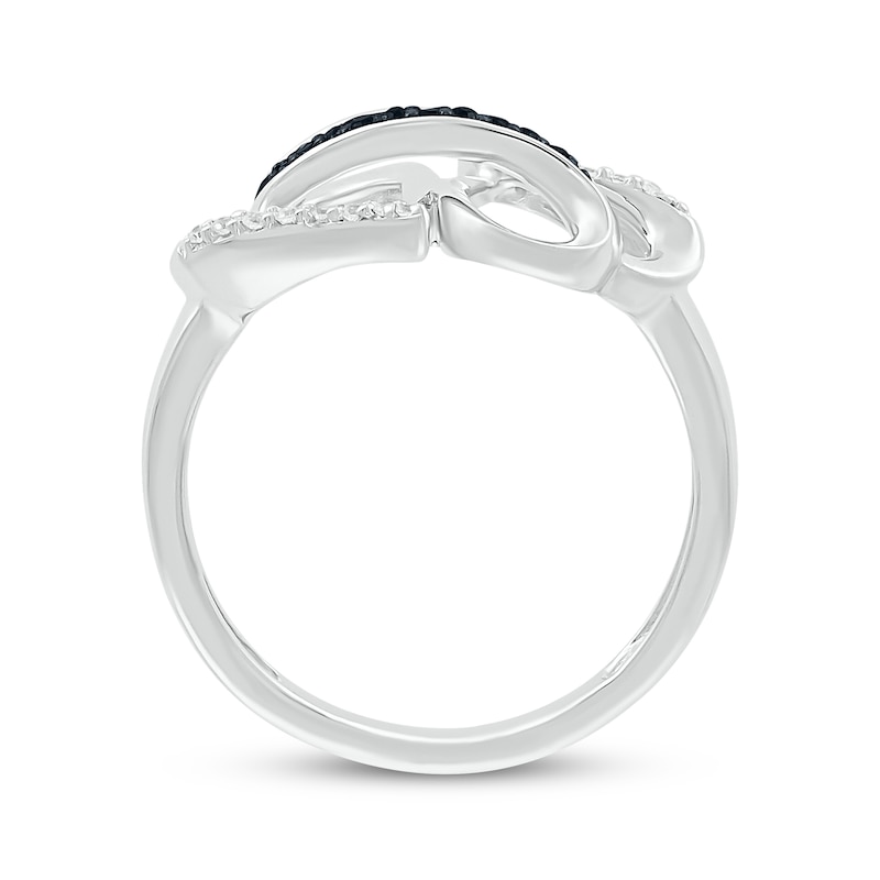 Main Image 3 of Black & White Diamond Infinity Hearts Ring 1/10 ct tw Sterling Silver