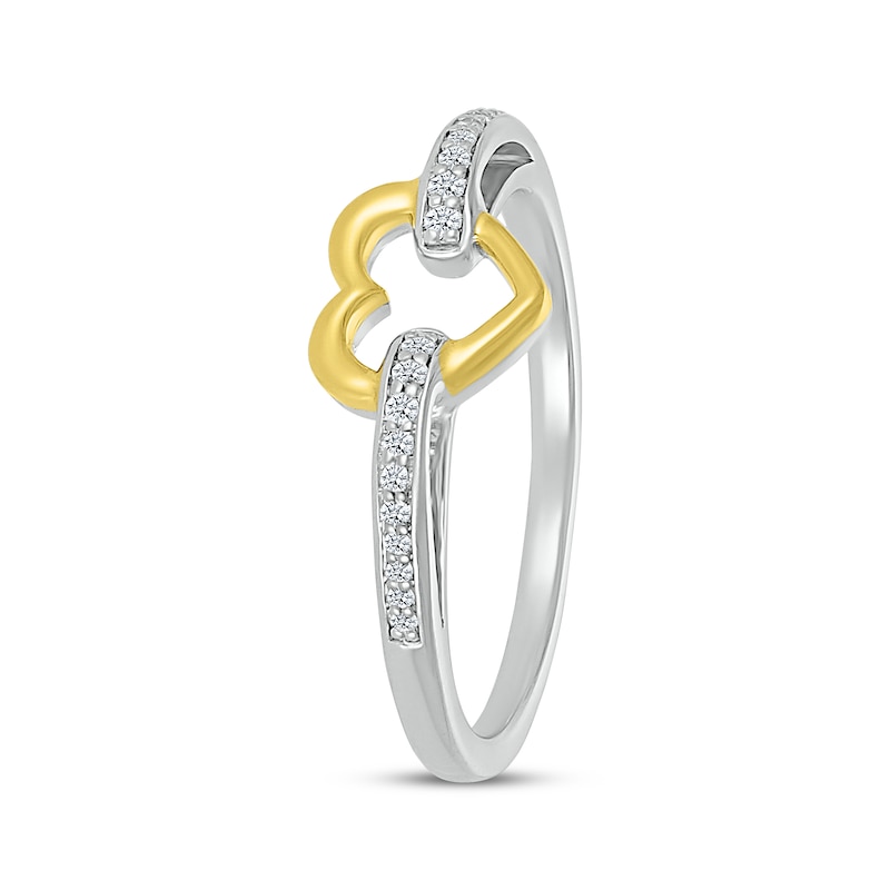 Main Image 2 of Diamond Heart Link Ring 1/15 ct tw Sterling Silver & 10K Yellow Gold