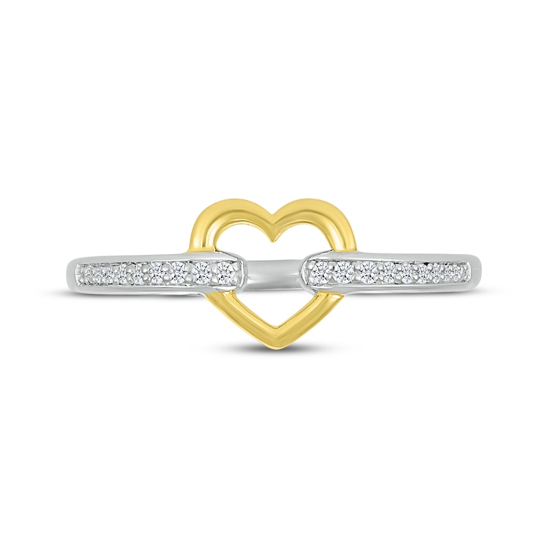 Main Image 4 of Diamond Heart Link Ring 1/15 ct tw Sterling Silver & 10K Yellow Gold
