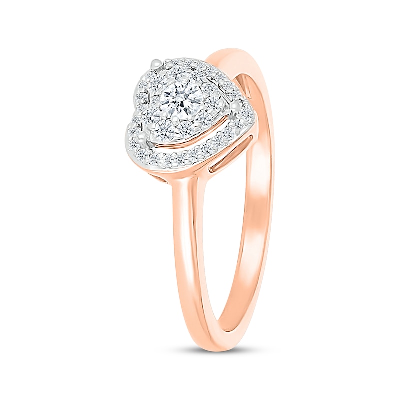 Main Image 2 of Multi-Diamond Heart Halo Promise Ring 1/5 ct tw 10K Rose Gold