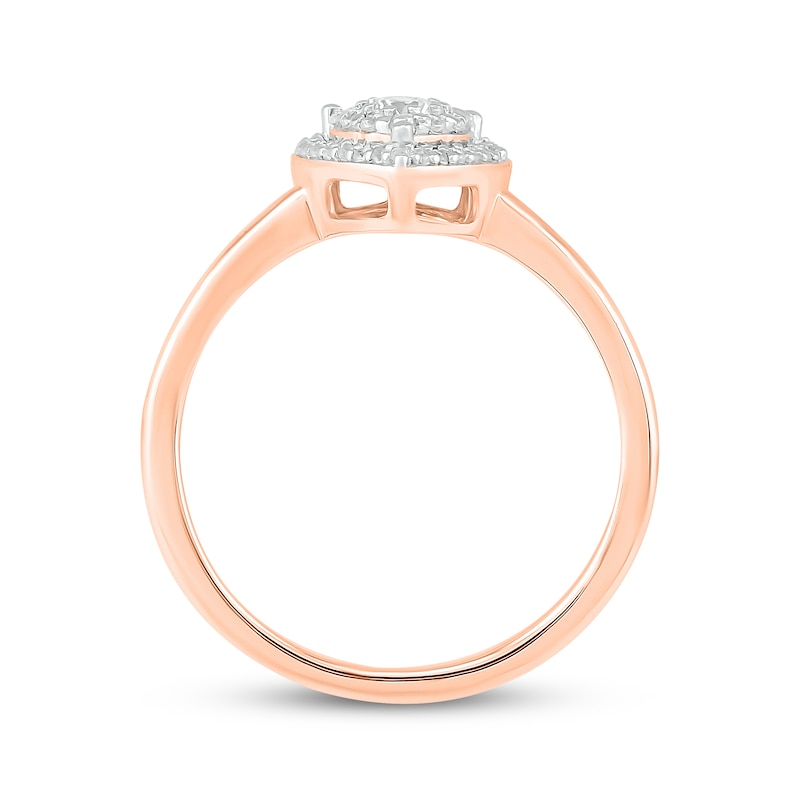 Main Image 3 of Multi-Diamond Heart Halo Promise Ring 1/5 ct tw 10K Rose Gold