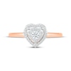 Thumbnail Image 4 of Multi-Diamond Heart Halo Promise Ring 1/5 ct tw 10K Rose Gold