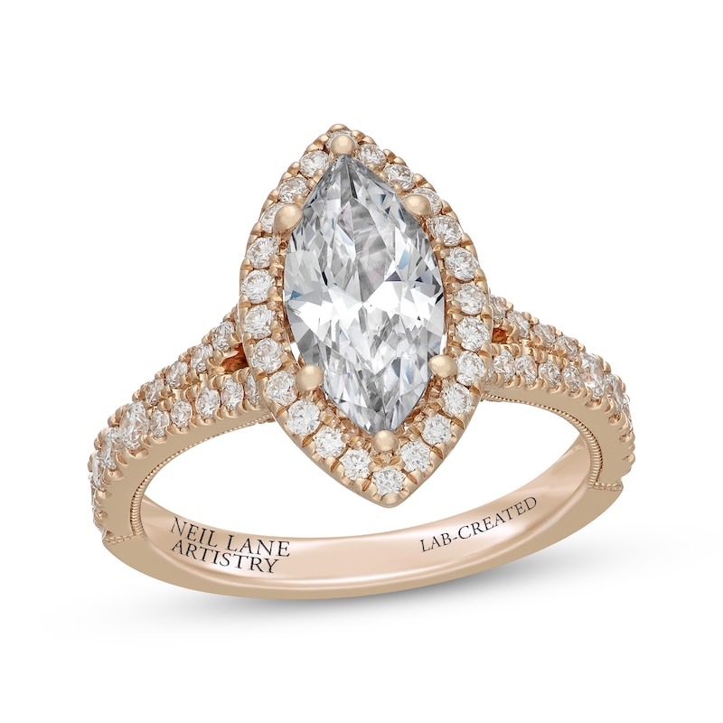 Main Image 1 of Neil Lane Artistry Marquise-Cut Lab-Grown Diamond Engagement Ring 2-3/4 ct tw 14K Yellow Gold