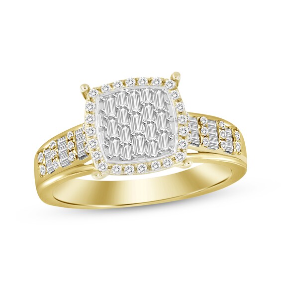 Baguette & Round-Cut Multi-Diamond Ring 1/3 ct tw 10K Yellow Gold